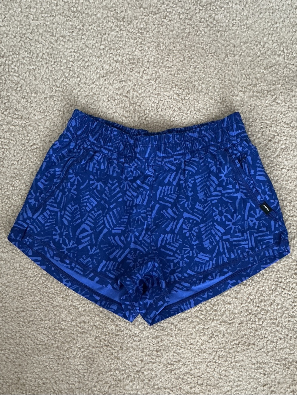 prAna Railay 3” Cobalt Blue Patterned Women's Athletic Shorts - Size XS